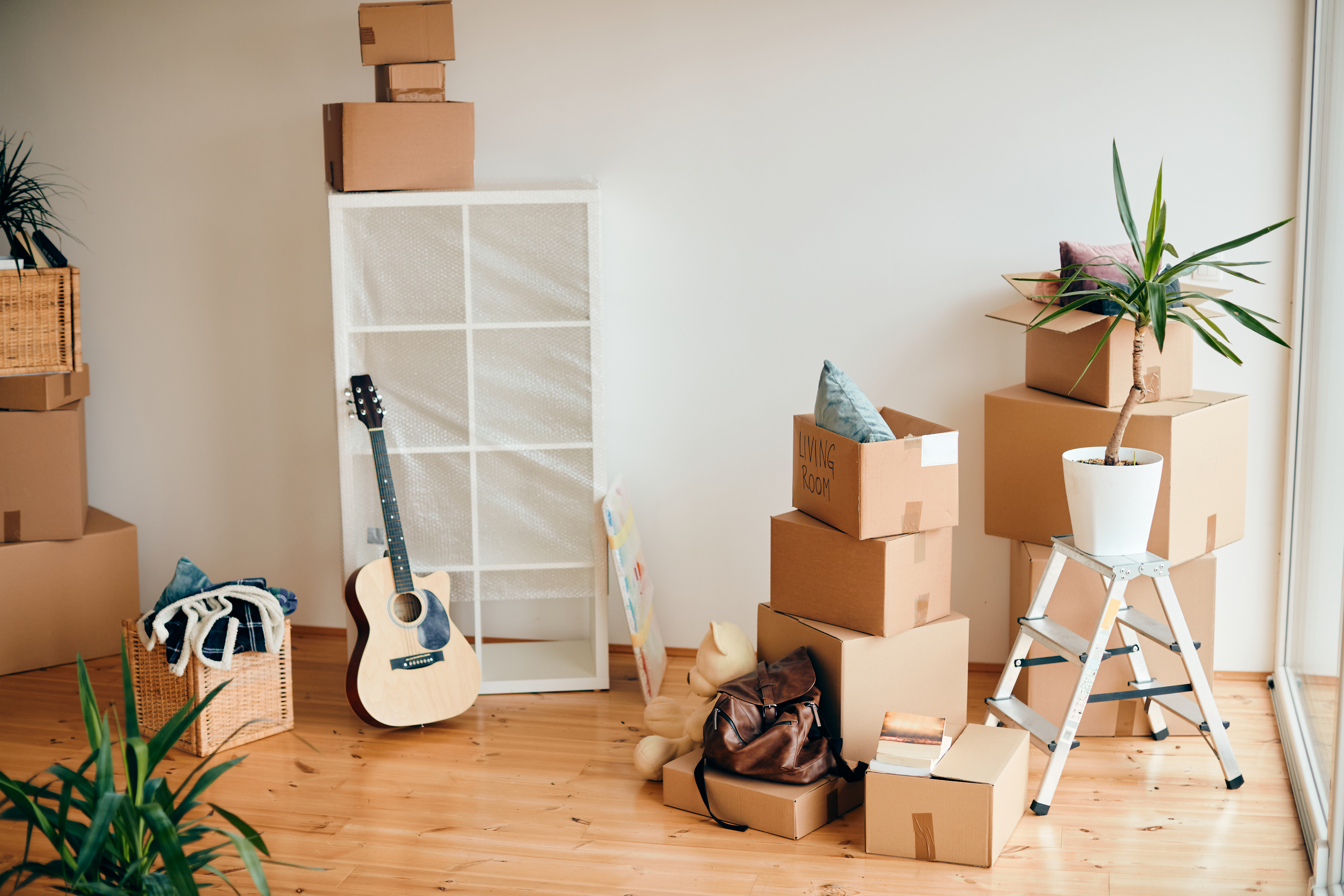 moving boxes and items ready for packing